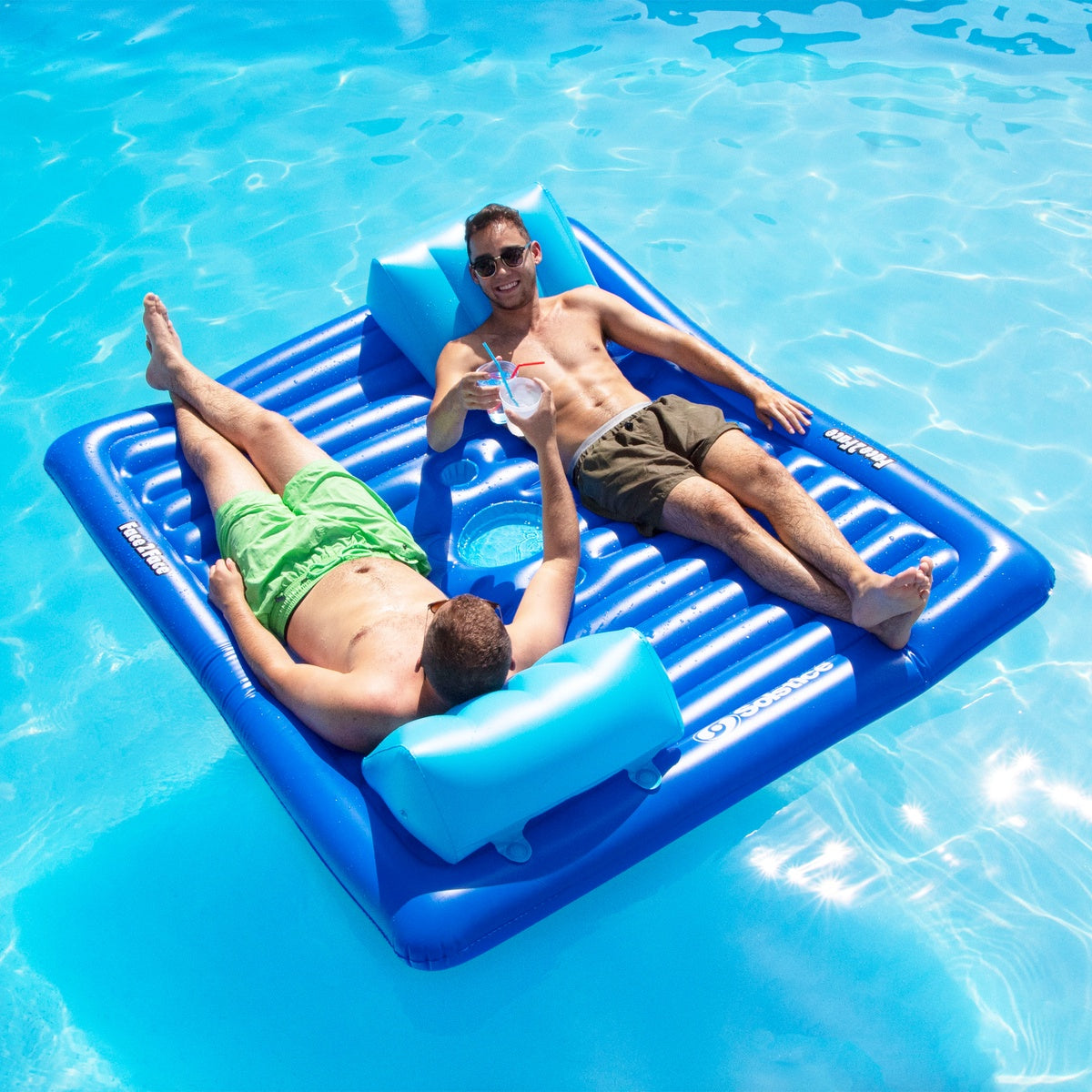  Pool Central Inflatable Blue Dual Swimming Pool Lounger - 78