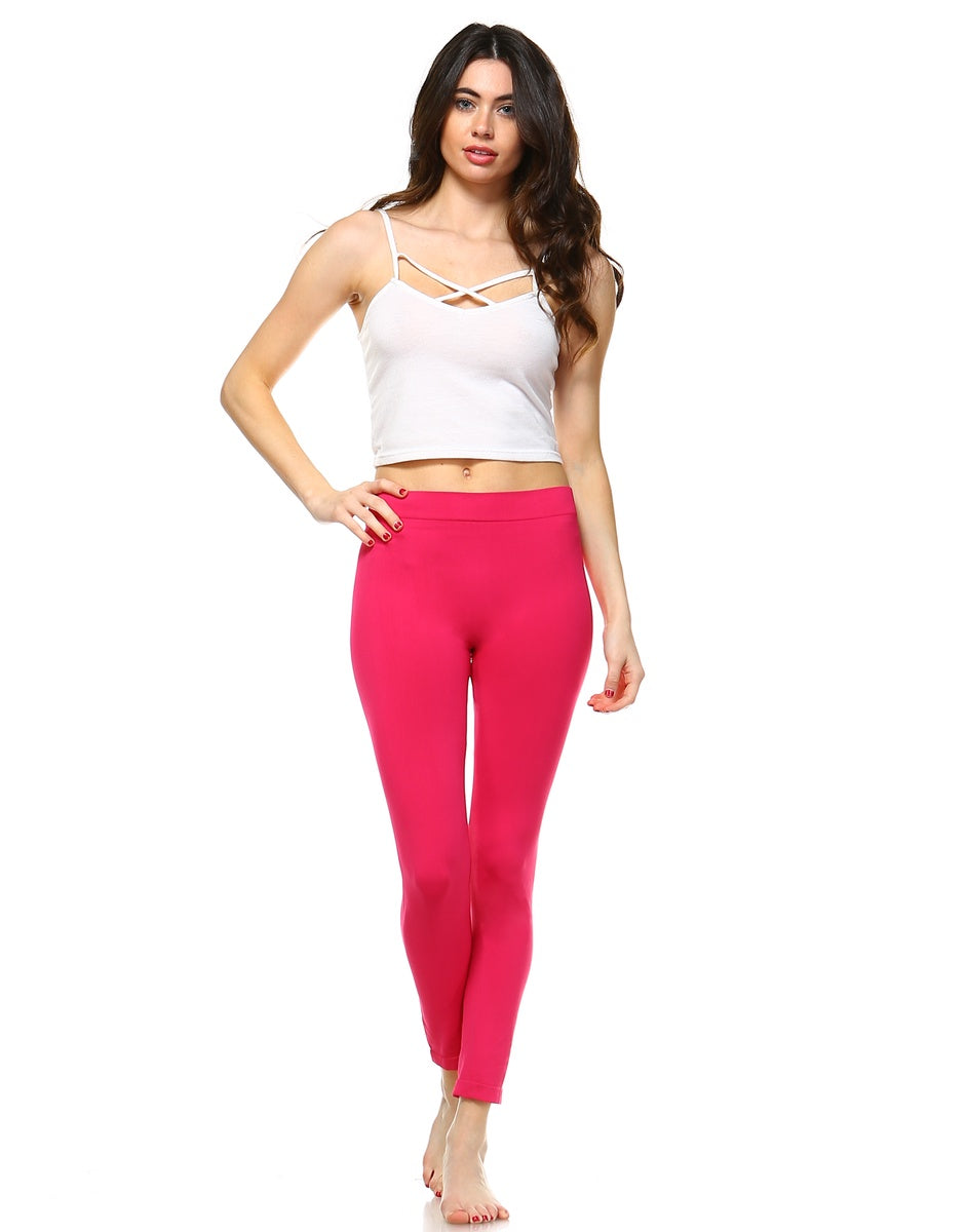  White Mark Solid Leggings - one size - Bonton