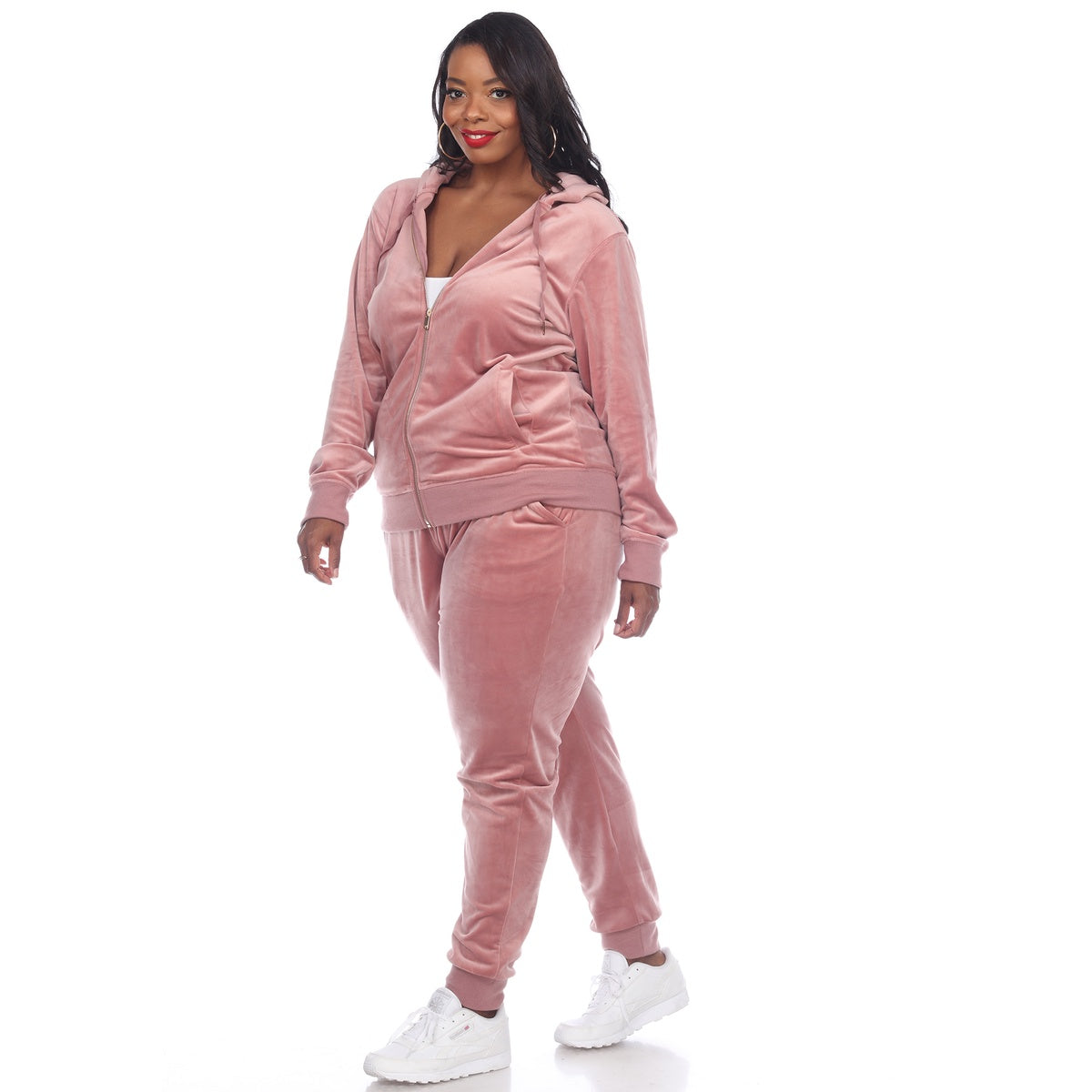  White Mark Plus Size 2 Piece Velour Tracksuit Set - 3X - Bonton