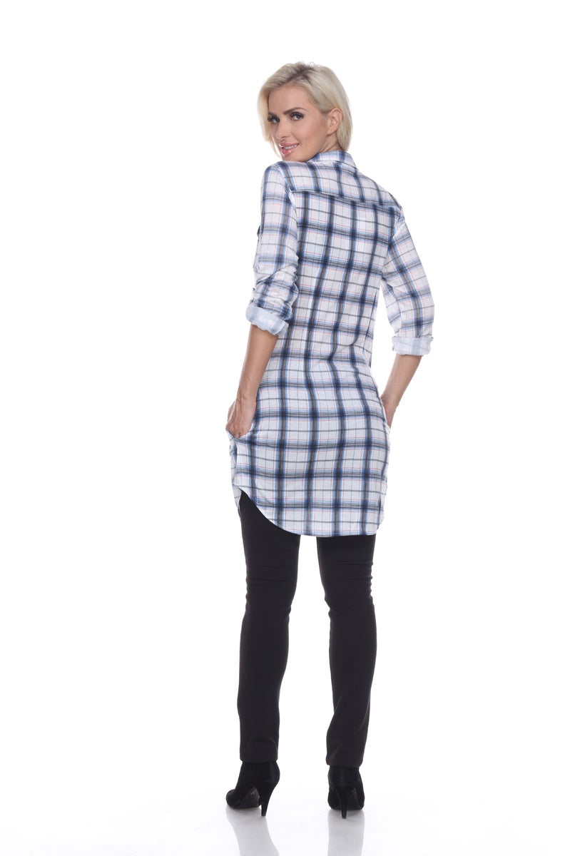  White Mark Women's Piper Stretchy Plaid Tunic Top - S - Bonton