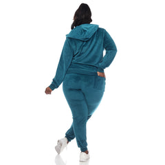 Plus Size 2 Piece Velour Tracksuit Set