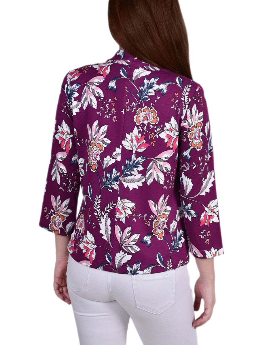  NY Collection Long Sleeve Ponte Jacket - Plum Caspia - Bonton