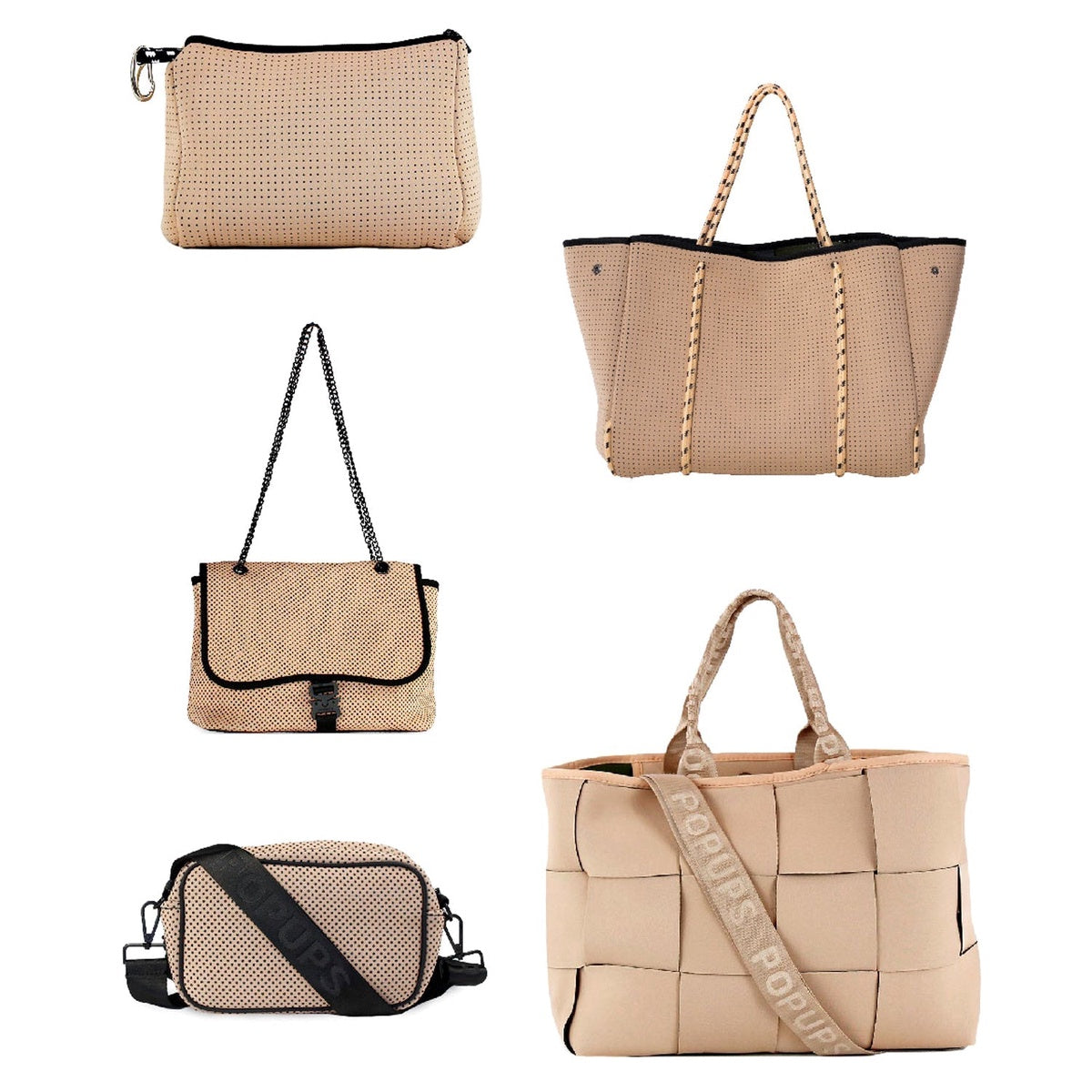  Pop Ups Brand Icon Tote + Camera Bag + Flap Crossbody + Everyday Tote + Pouch - Tan - Default Title - Bonton