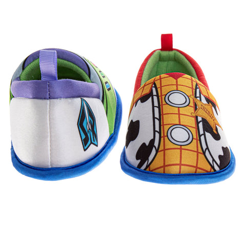 Disney Toy Story Boys Slippers  Woody & Buzz Plush Warm Soft Aline Comfy Lightweight House Shoes (5-10 Toddler)