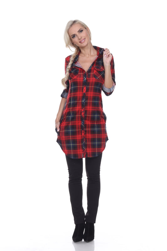 Women's Piper Stretchy Plaid Tunic Top