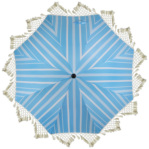 Striped Outdoor Beach Market Umbrella With Tilt - 6.5' - Sky Blue and White