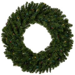 Pre-Lit Canadian Pine Artificial Christmas Wreath - 30" - Multi Lights