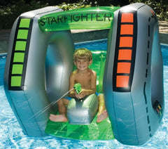 40" Gray and Green Inflatable Starfighter Super Squirter Swimming Pool Float