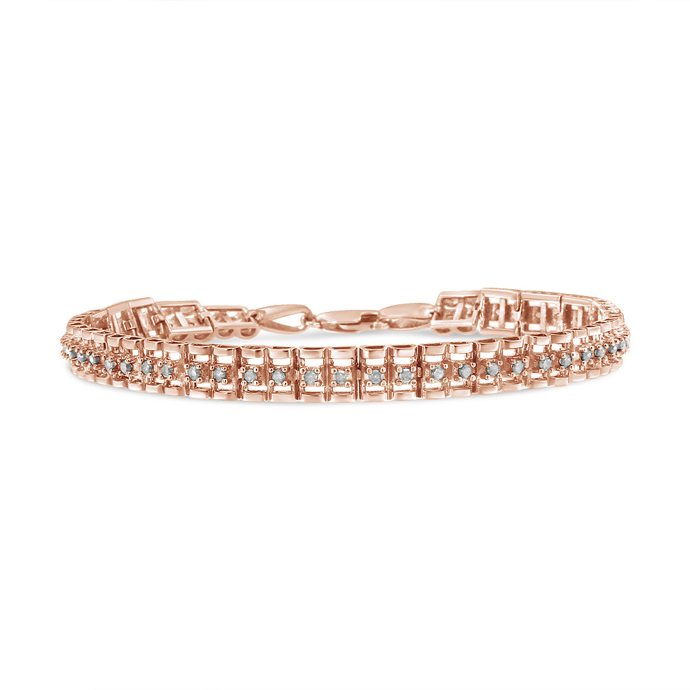  Haus of Brilliance 10K Rose Gold Plated .925 Sterling Silver 2.0Ct Tdw Diamond Double-Link 7