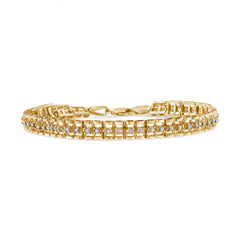 10K Yellow Gold Plated .925 Sterling Silver 1/2 Cttw Diamond Double-Link 7" Tennis Bracelet (I-J Color, I3 Clarity)