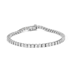 .925 Sterling Silver 1.0 Cttw Miracle-Set Diamond Round Faceted Bezel Tennis Bracelet (I-J Color, I3 Clarity) - 8"