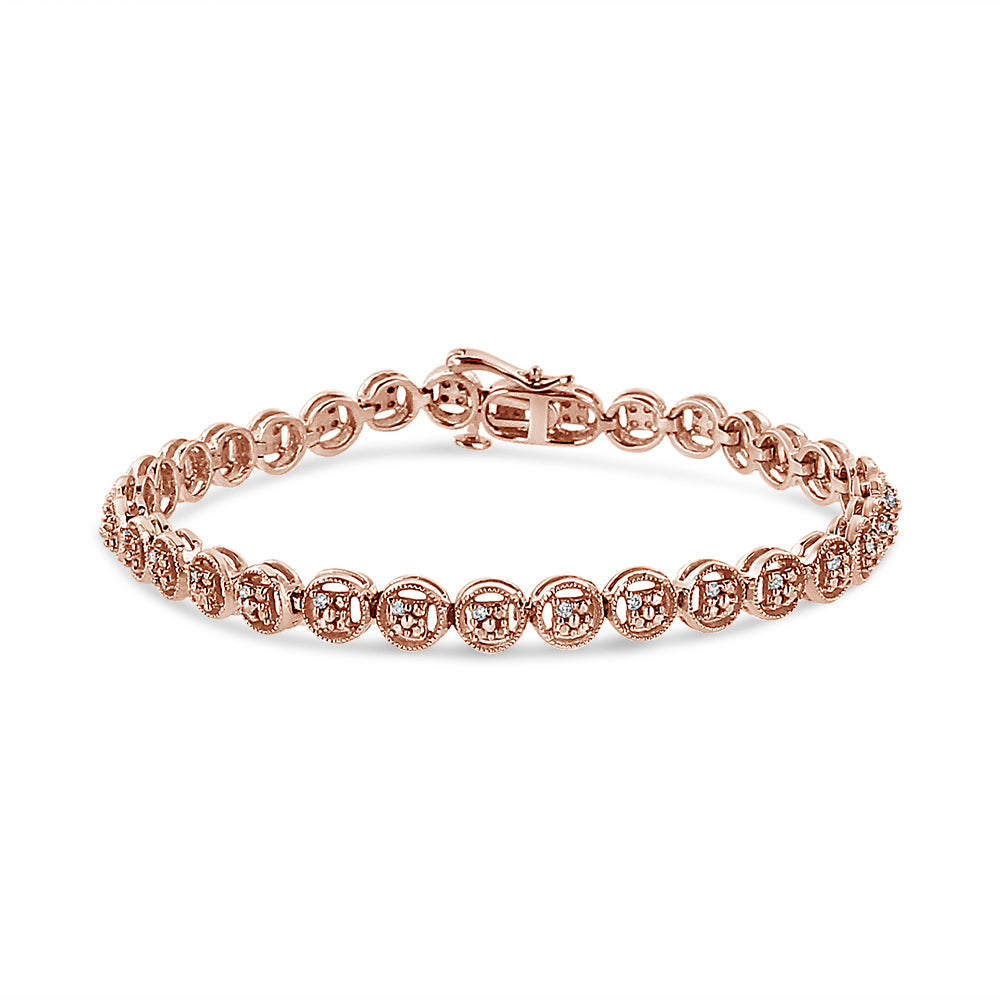  Haus of Brilliance 2 Micron 14K Rose Gold Plated Sterling Silver Diamond Circle Tennis Bracelet (0.10 Cttw, I-J Color, I2-I3 Clarity) - Rose - Bonton