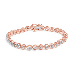 2 Micron 14K Rose Gold Plated Sterling Silver Diamond Circle Tennis Bracelet (0.10 Cttw, I-J Color, I2-I3 Clarity)