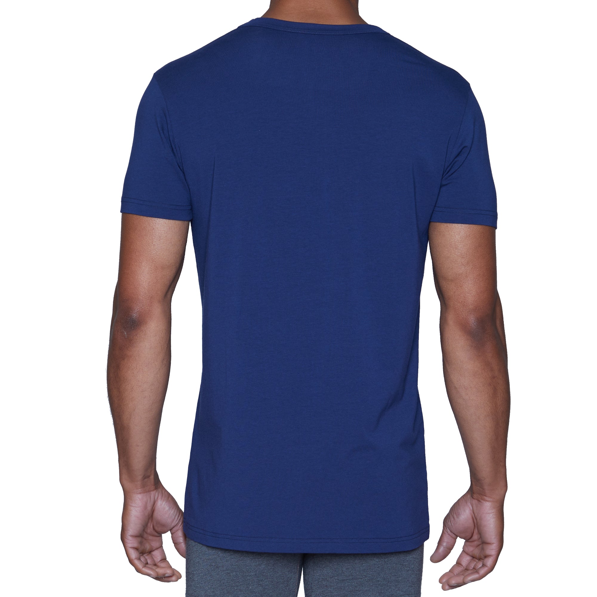  Wood Underwear V-Neck Bodyfitted Undershirt Premium Sweatwicking Base Layer - Deep Space Blue - Bonton