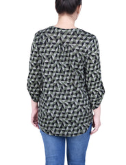 Petite 3/4 Roll Sleeve Top