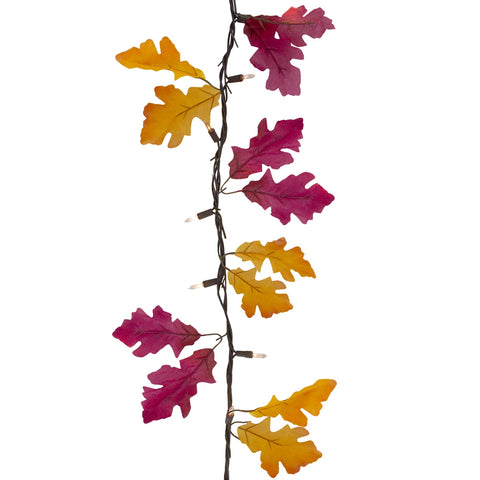 35-Count Fall Harvest Leaves Mini Light Garland Set  8.75ft Brown Wire