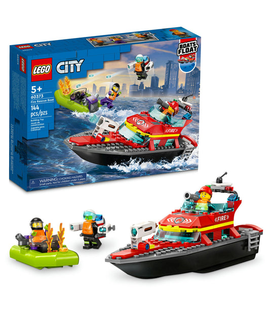 LEGO City Fire Rescue Boat 60373 Building Toy Set (144 Pieces)