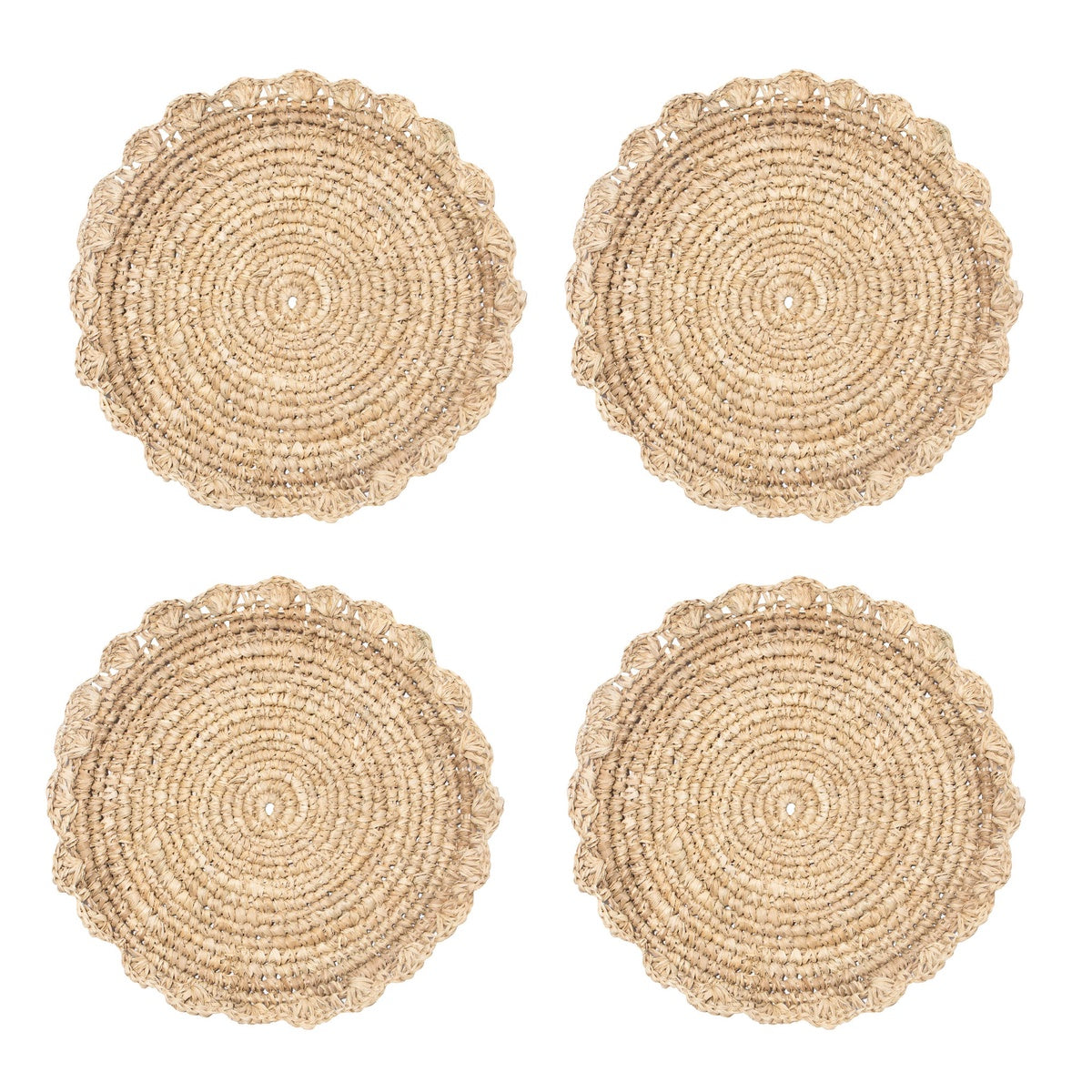  Caravan Blossom Natural Round Placemat Flower 38cm - Set of 4 - Default Title - Bonton