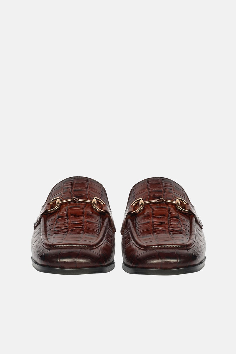  Saint G Savannah Croco - Heeled Mule - Chocolate - Bonton