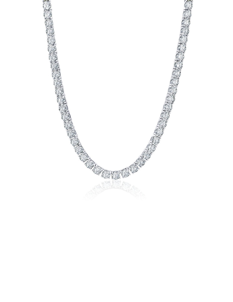  CRISLU Mens Brilliant Cut Tennis Necklace Finished in Pure Platinum 4mm - XX - Bonton