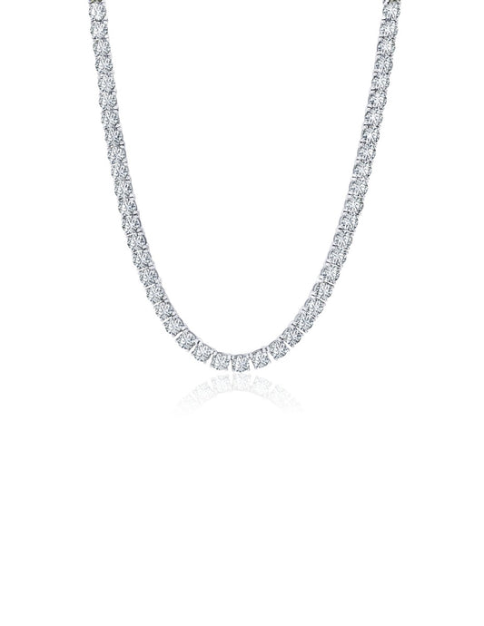 Mens Brilliant Cut Tennis Necklace Finished in Pure Platinum 4mm