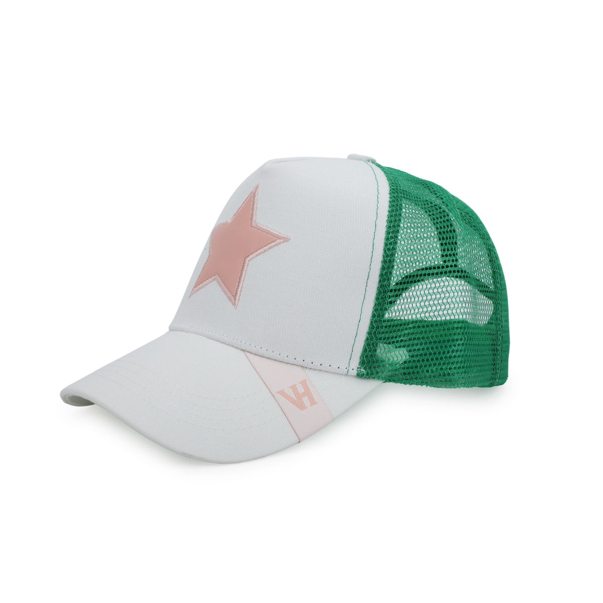  Vintage Havana Vintage Havana Trucker Hat for Women – Green Mesh & Off-White Canvas Adjustable Cap With Pink Star - Default Title - Bonton