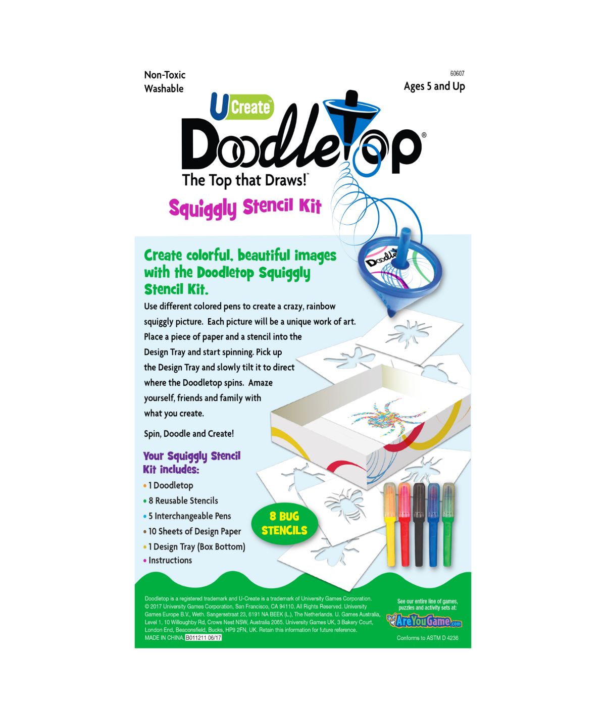  Doodletop Stencil Kit - Bugs Multi - Multi - Bonton