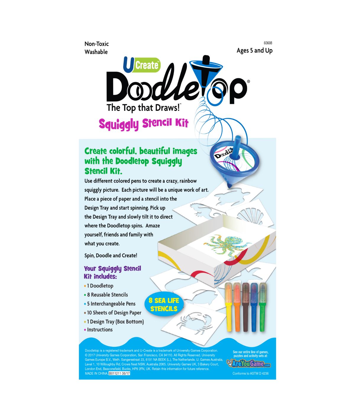  Doodletop Stencil Kit - Sea Life Multi - Multi - Bonton