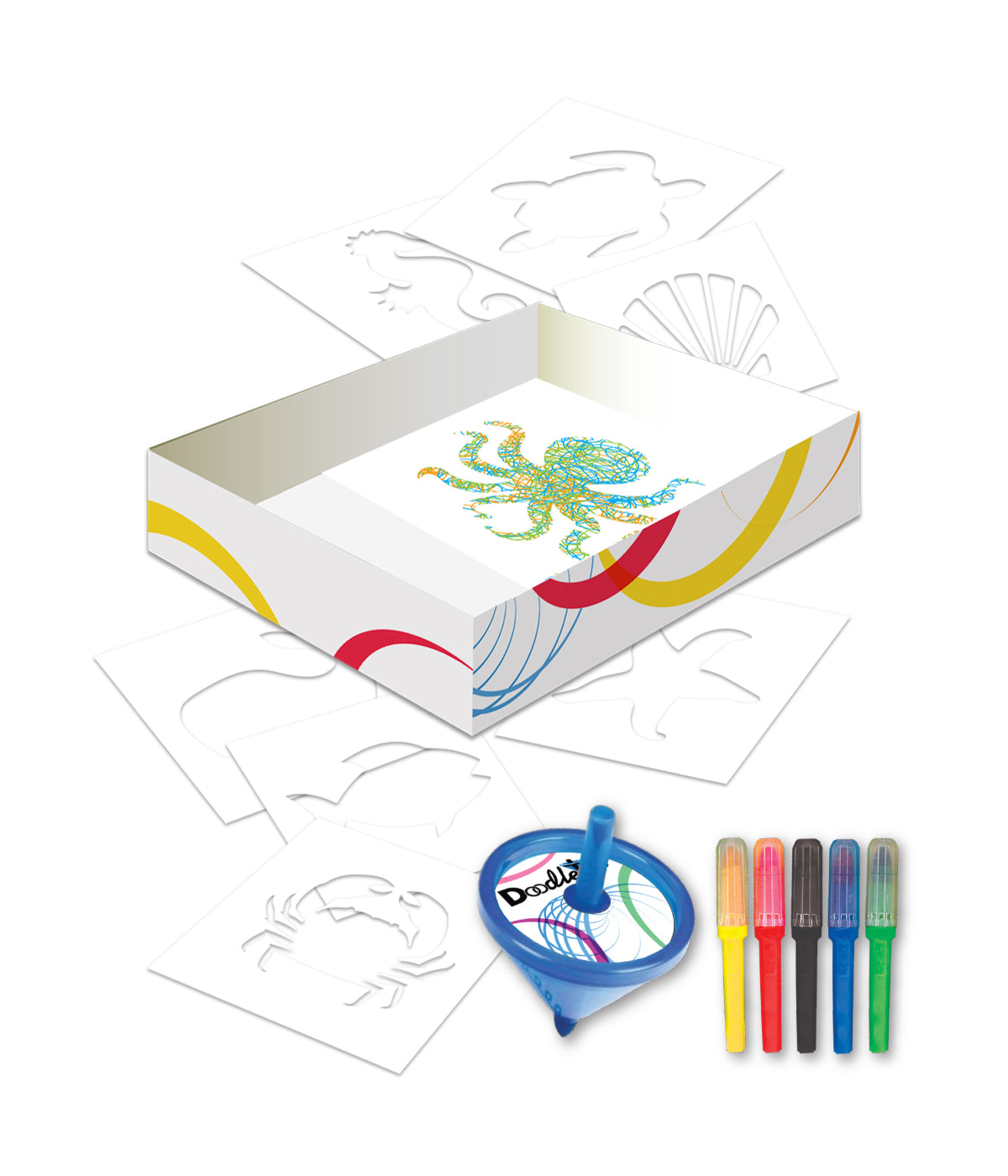  Doodletop Stencil Kit - Sea Life Multi - Multi - Bonton