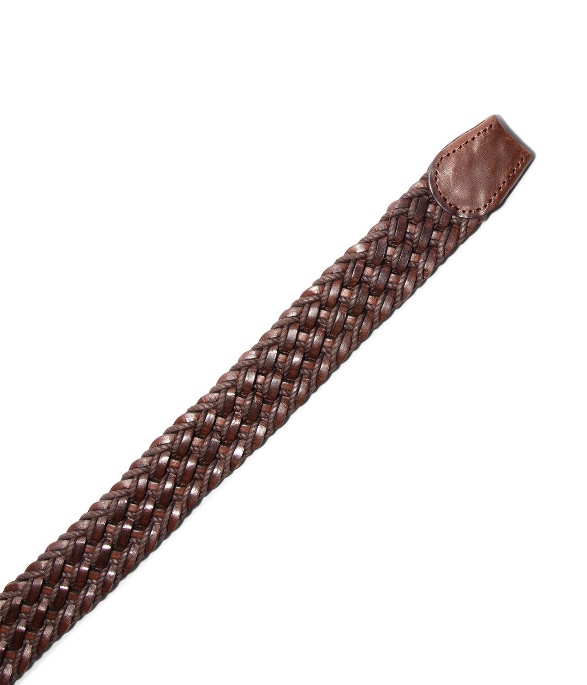  Will Leather Goods Leather Braided Waxed Cord Belt - Brown - Bonton