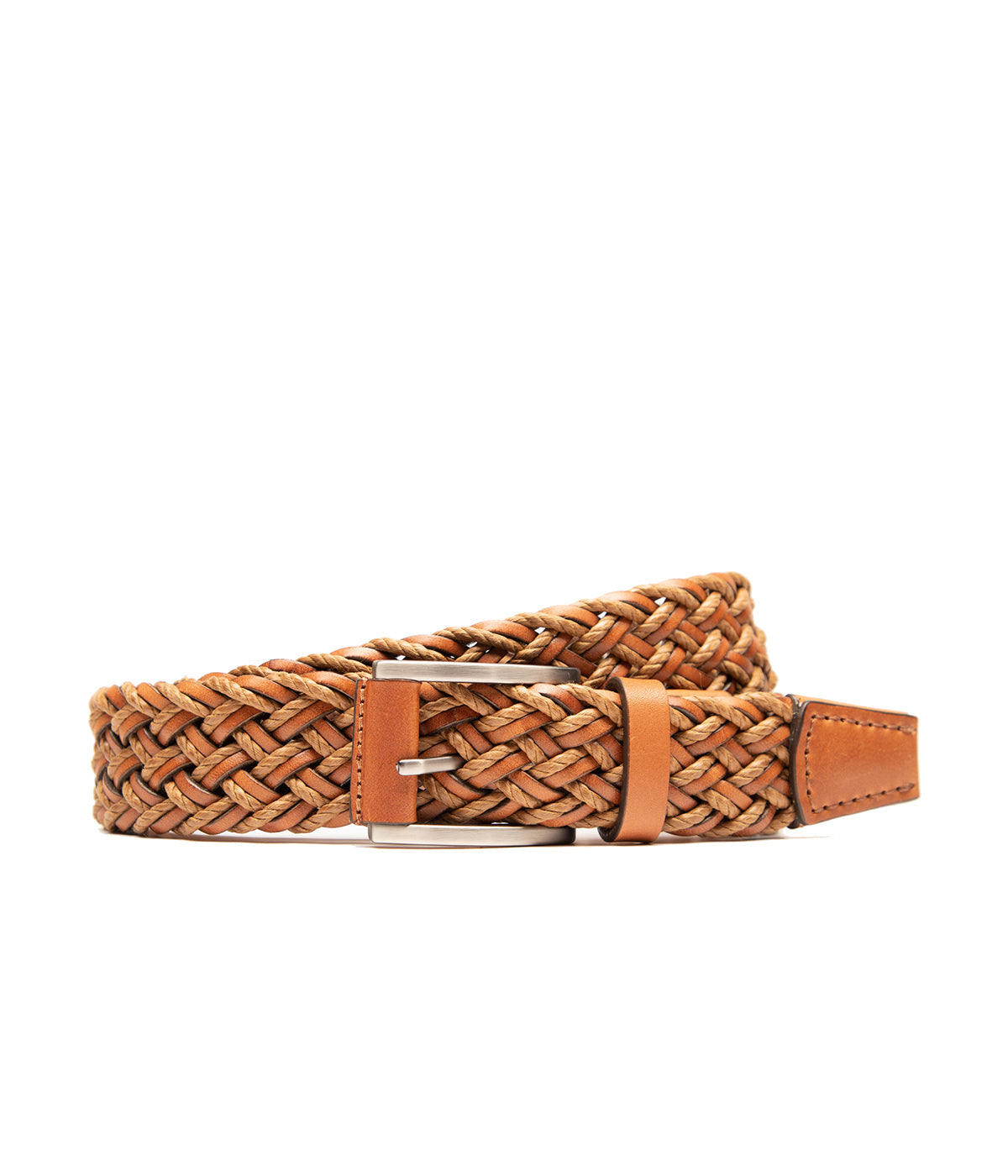  Will Leather Goods Leather Braided Waxed Cord Belt - Tan - Bonton