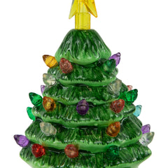 5" Green Battery-Operated LED Retro Ceramic Christmas Tree Ornament