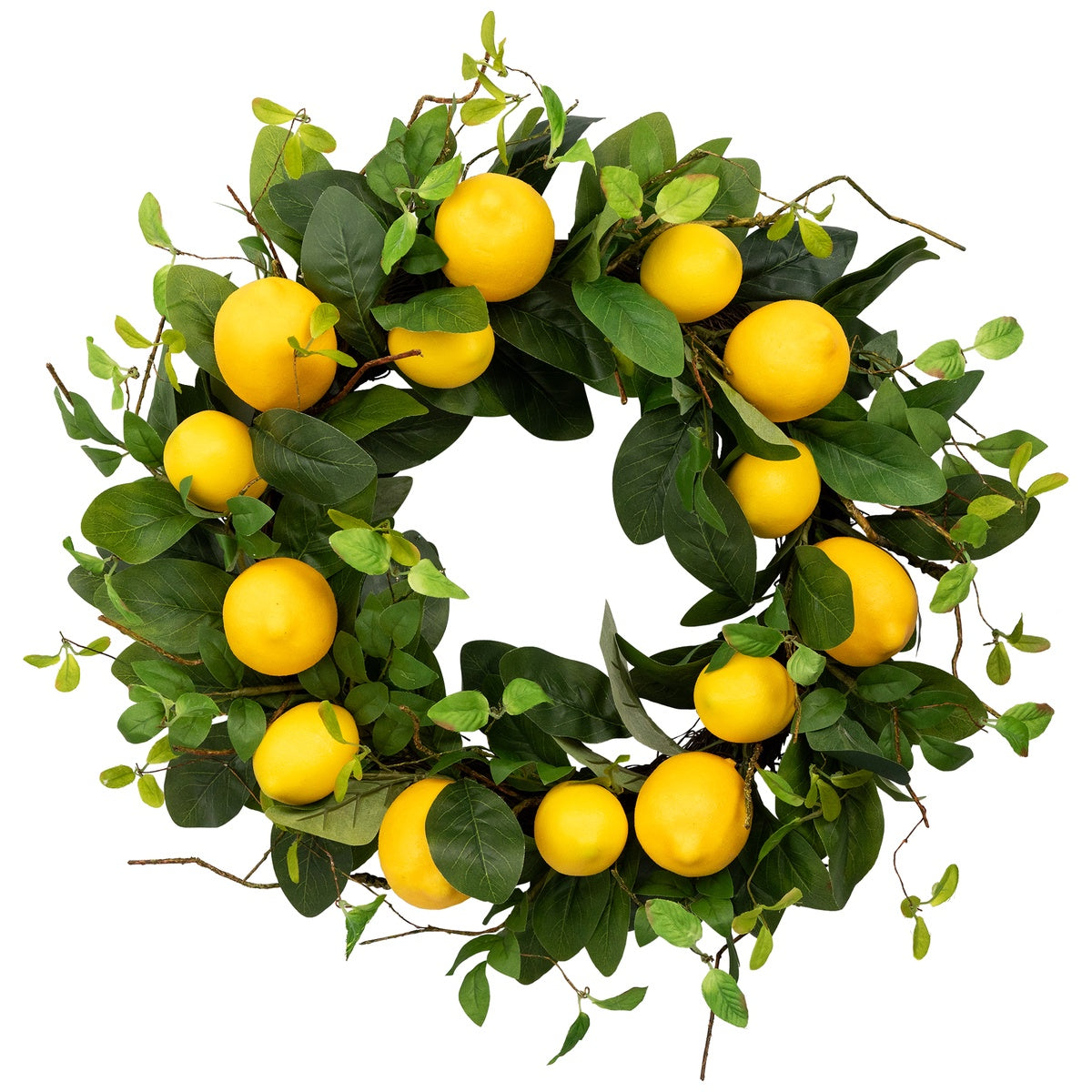  Northlight Lemons and Assorted Foliage Spring Wreath  Yellow and Green 20