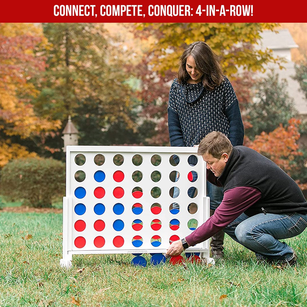  Bolaball Giant Connect Four Yard Game | Jumbo 4 in a Row Outdoor Lawn Game for Families - Default Title - Bonton