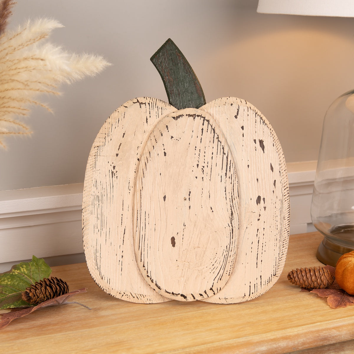  Northlight Wooden Fall Harvest Pumpkin Decoration - 14.25