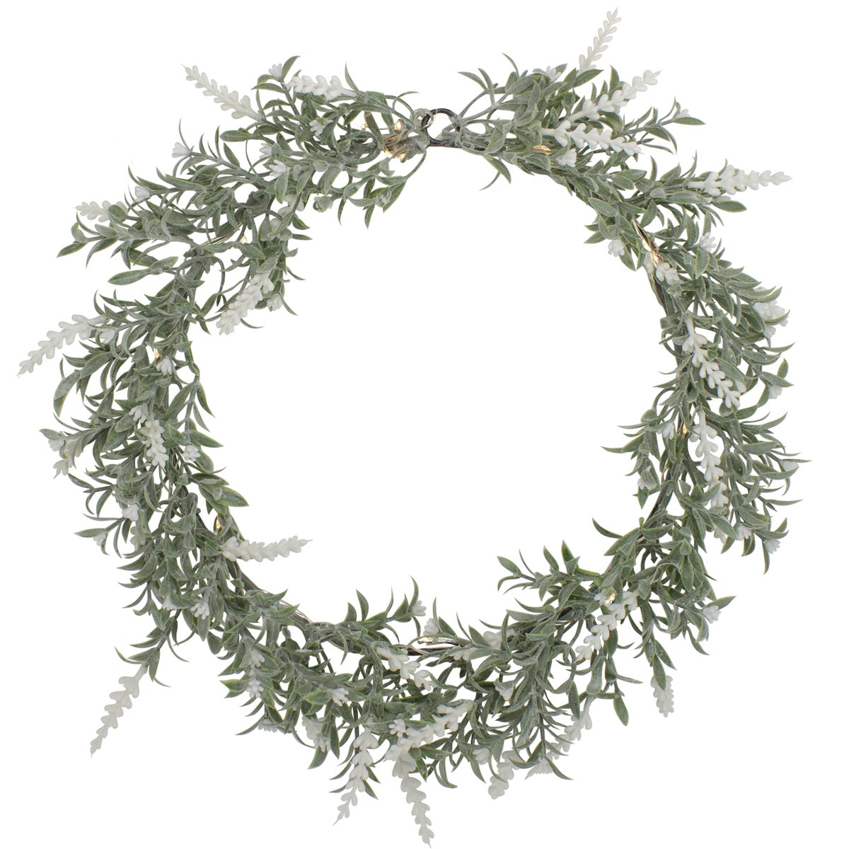  Northlight Pre-Lit Battery Operated White Lavender Spring Wreath - 16