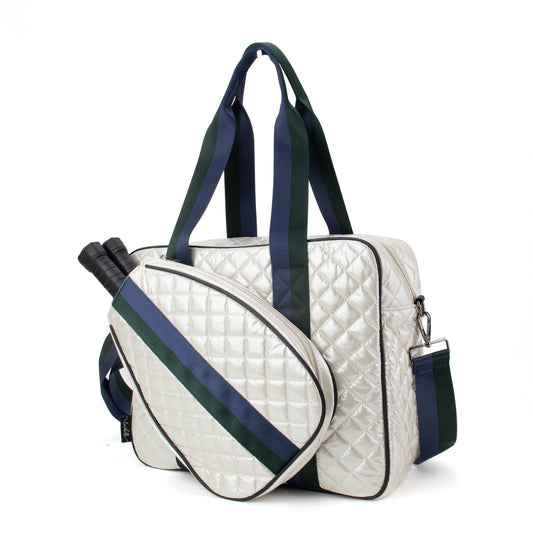 Judy Pickleball Tote Quilted Pearl