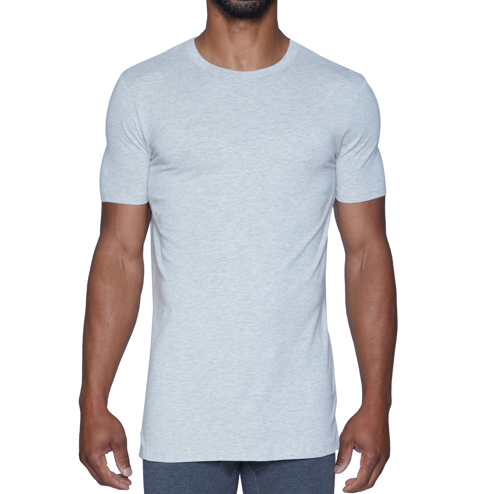  Wood Underwear Crew Bodyfitted Undershirt Premium Sweatwicking Base Layer - Heather Grey - Bonton