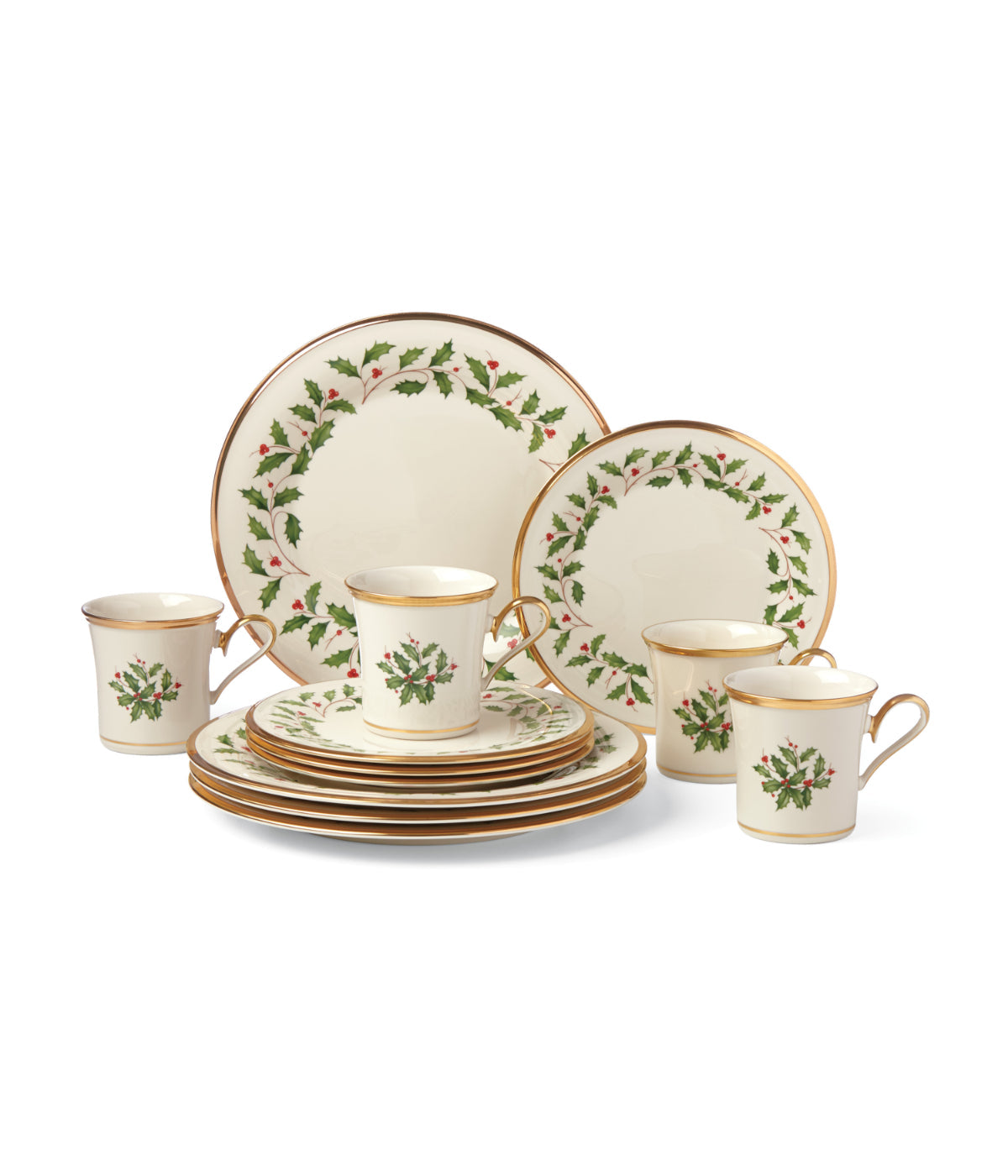  Lenox Holiday 12 Piece Set (Dinner, Salad, Mug) - Ivory - Bonton