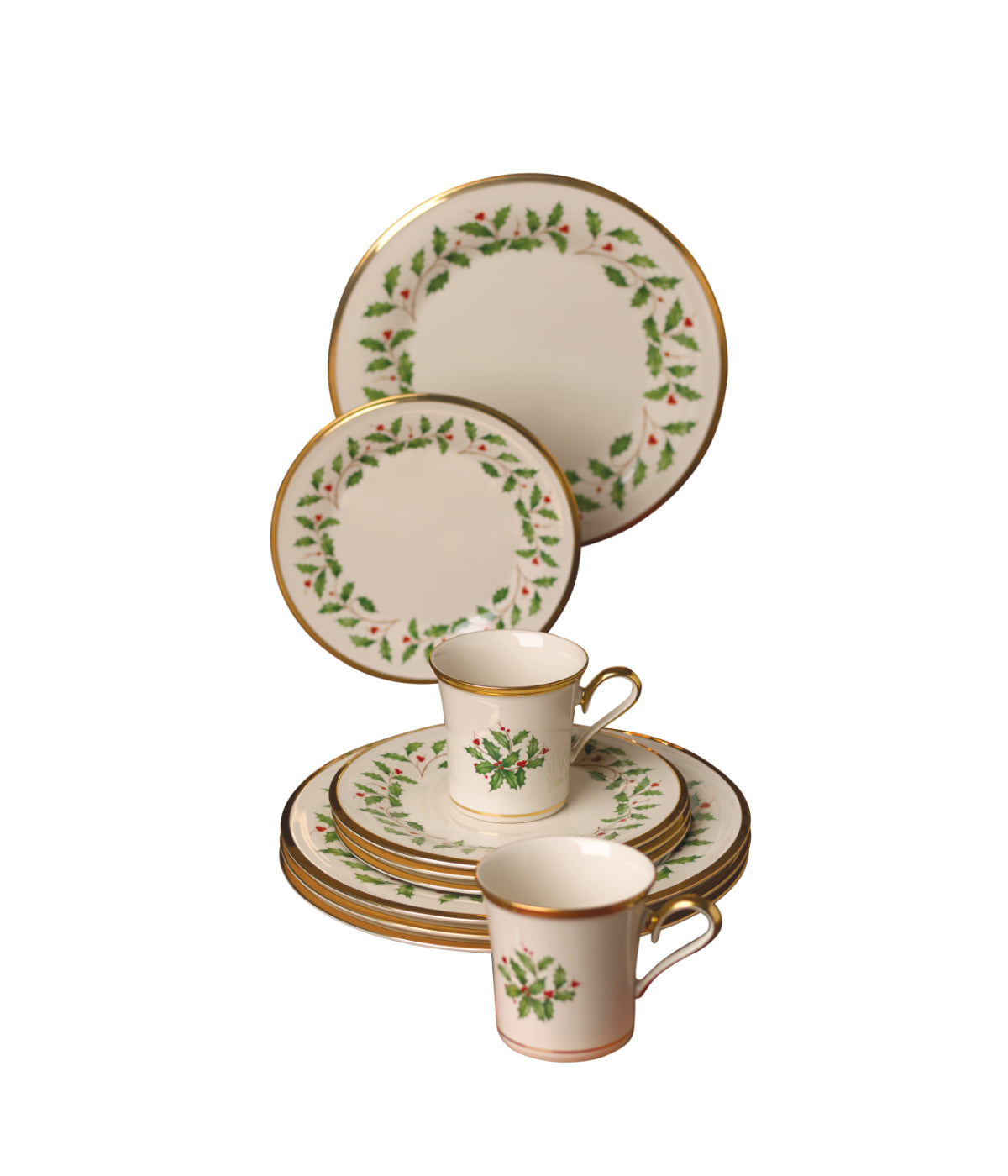  Lenox Holiday 12 Piece Set (Dinner, Salad, Mug) - Ivory - Bonton