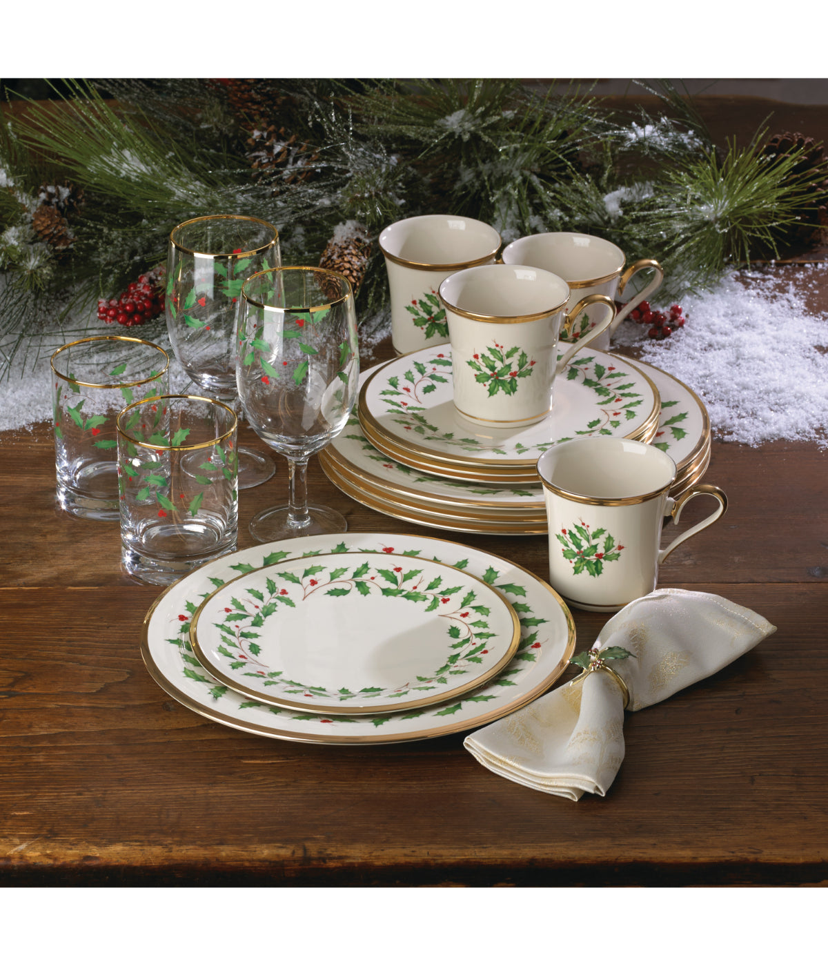  Lenox Holiday 12 Piece Set (Dinner, Salad, Mug) - Ivory - Bonton