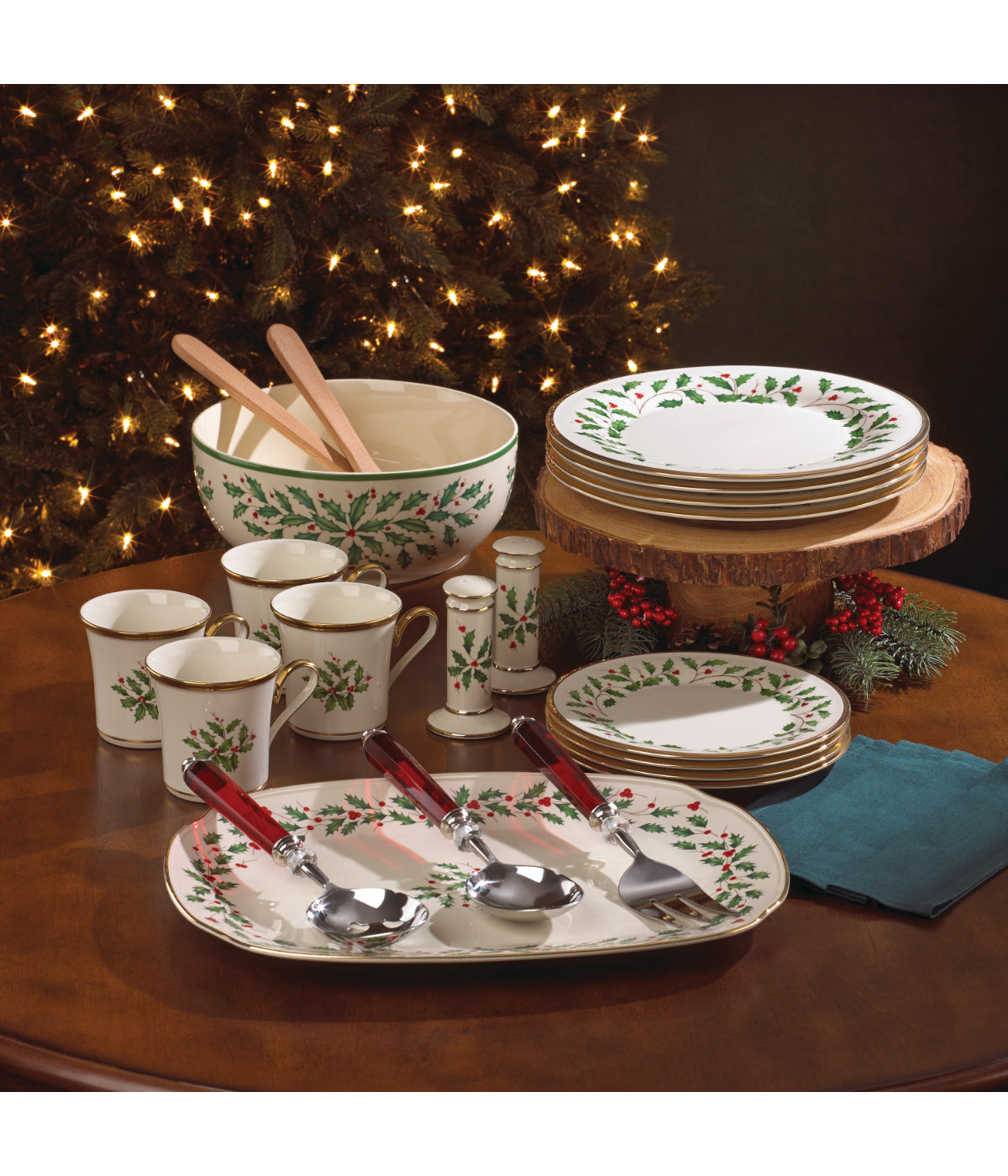  Lenox Holiday 12 Piece Set (Dinner, Salad, Mug) - Ivory - Bonton