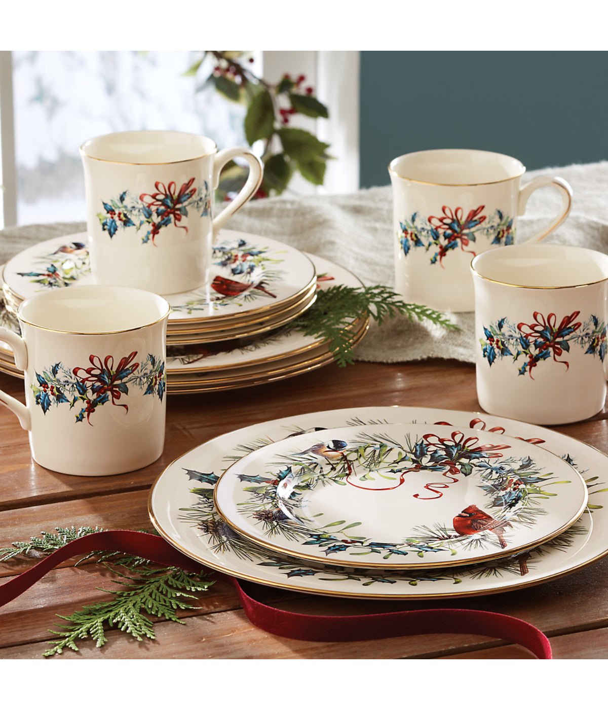  Lenox Winter Greetings 12 Piece Set (Dsm) - Ivory - Bonton