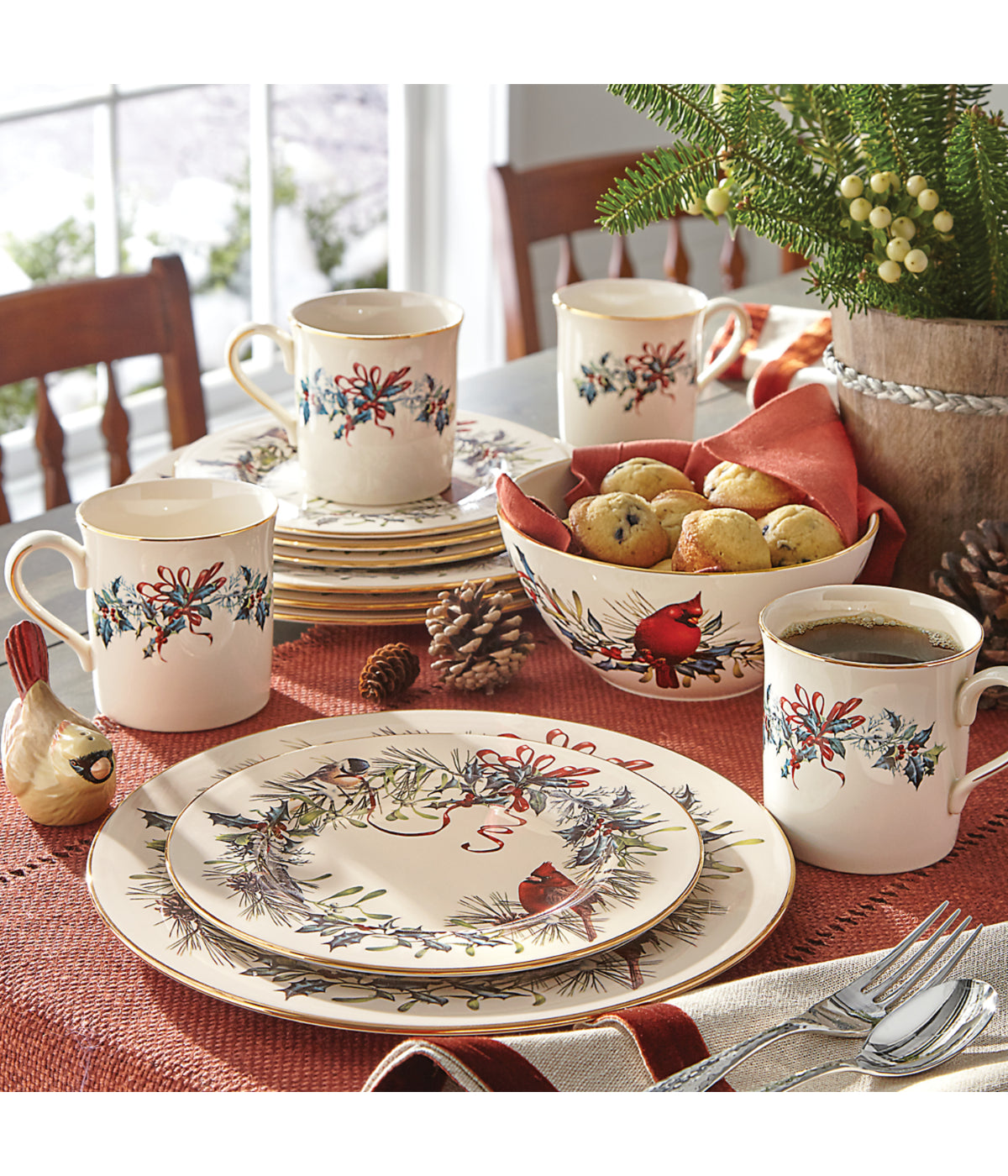  Lenox Winter Greetings 12 Piece Set (Dsm) - Ivory - Bonton