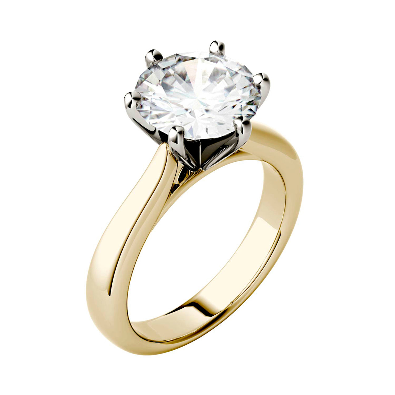  Charles & Colvard Charles & Colvard 3.10cttw Moissanite Solitaire Engagement Ring 2 - Yellow Gold - Bonton