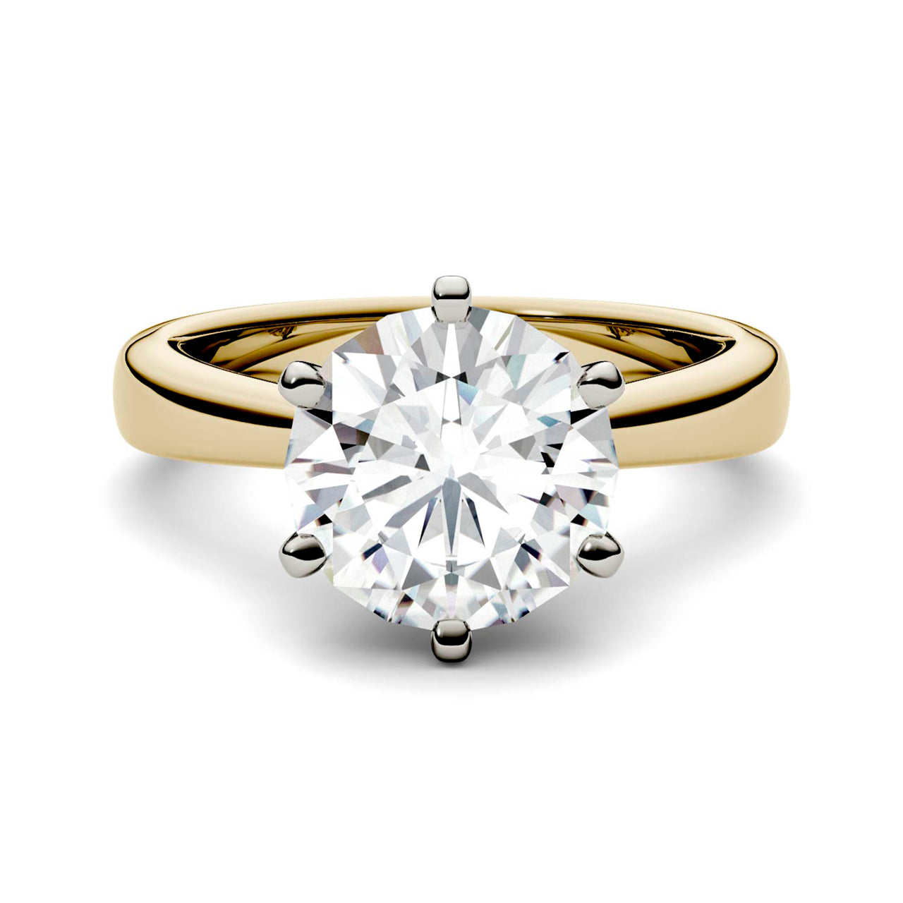  Charles & Colvard Charles & Colvard 3.10cttw Moissanite Solitaire Engagement Ring 2 - Yellow Gold - Bonton