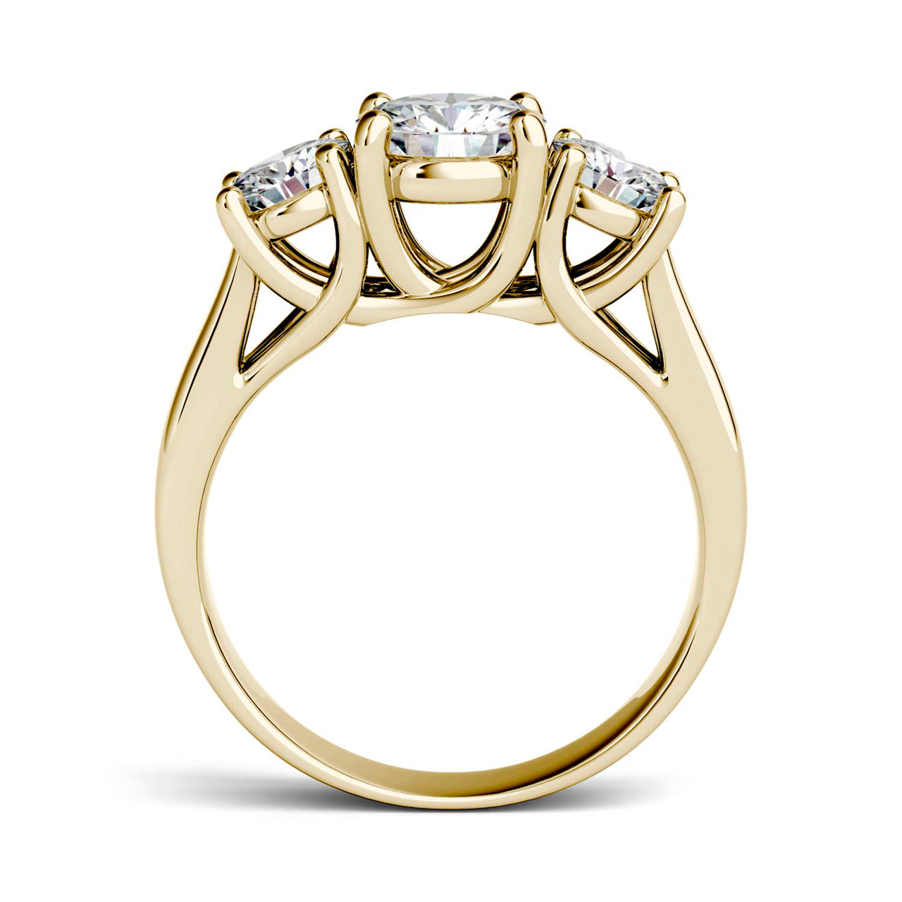  Charles & Colvard Charles & Colvard 2.00cttw Moissanite Three Stone Ring - Yellow Gold - Bonton