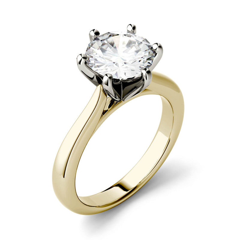  Charles & Colvard Charles & Colvard 1.90cttw Moissanite Solitaire Engagement Ring 2 - Yellow Gold - Bonton