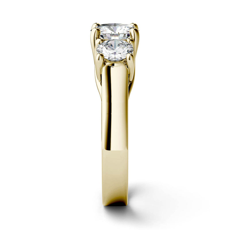  Charles & Colvard Charles & Colvard 2.00cttw Moissanite Three Stone Ring - Yellow Gold - Bonton