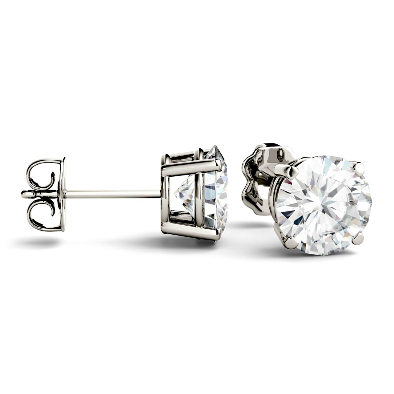  Charles & Colvard Charles & Colvard Moissanite Stud Earrings - White Gold - Bonton